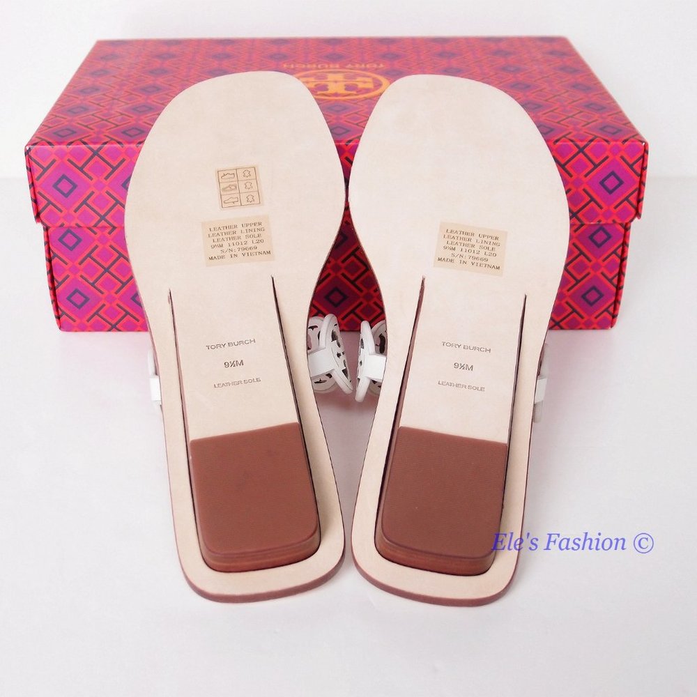 NIB Tory Burch Tiny Miller Logo Leather Thong Sandal Ivory US 7 8 8.5 9 9.5 10 - Picture 15 of 16
